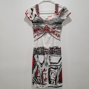 LeGatte Jeans Black, Red And White Artistic Dress Sz US 6